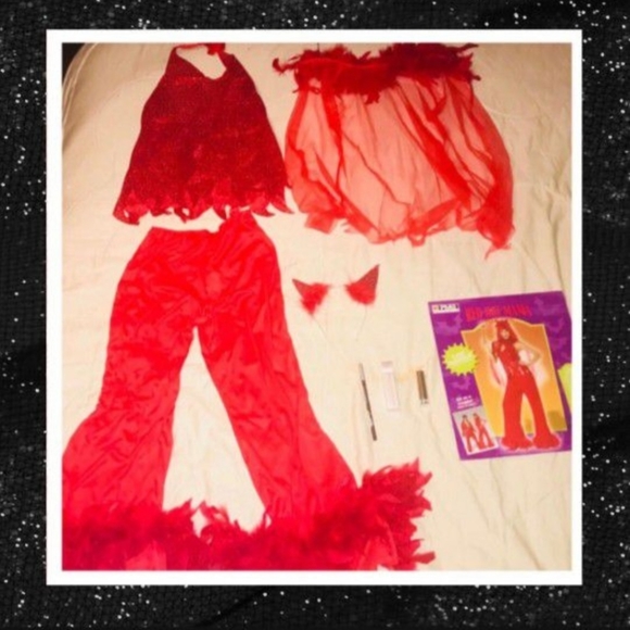 "RED HOT DWVIL!" WOMENS DELUXE SEQUIN DEVIL COSTUME SIZE SMALL NEW! - Picture 2 of 9
